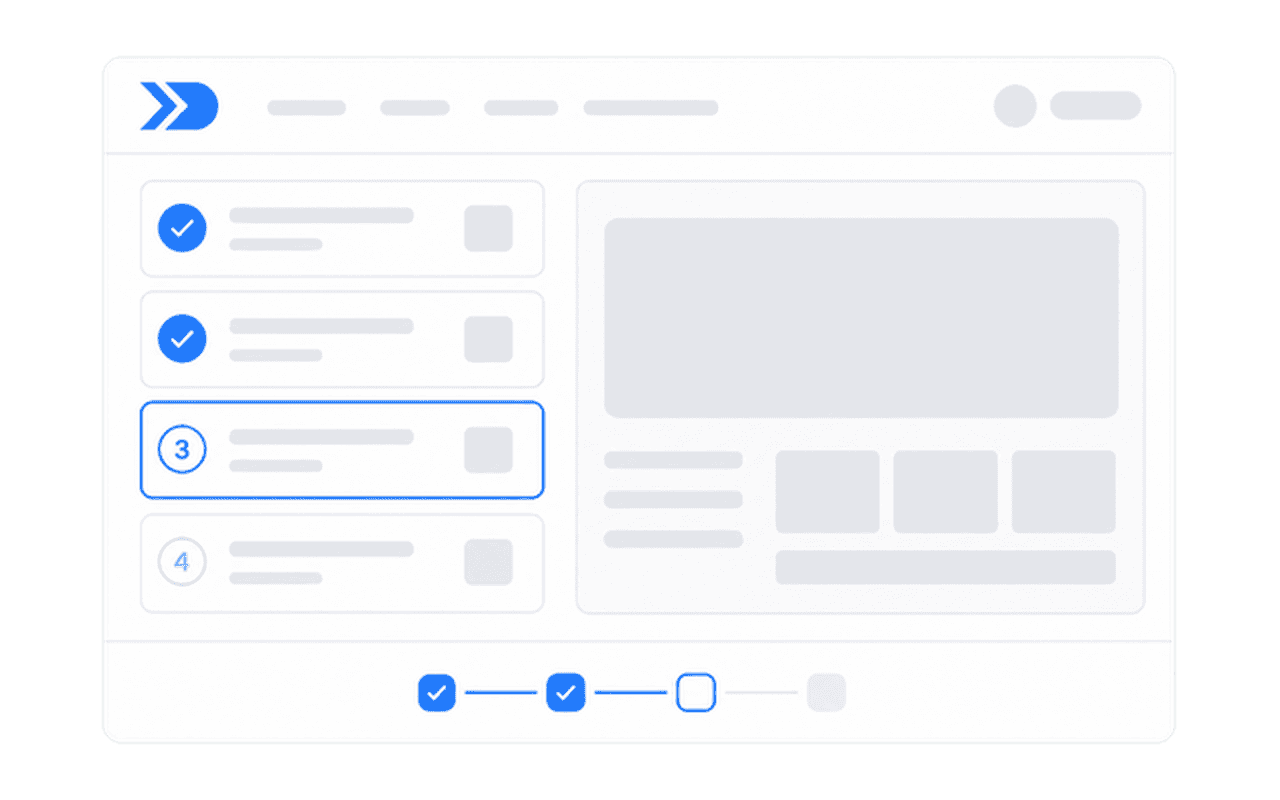 CODEX TO GENERATE: Customer onboarding flow with interactive step-by-step product walkthrough, showing progress indicators and completion checkmarks